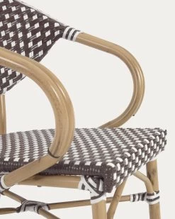 Marilyn Stackable Outdoor Bistro Chair W/ Armrests In Aluminium And Synthetic Rattan In Brown & White | Kave Home 16 Marilyn Stackable Outdoor Bistro Chair W/ Armrests In Aluminium And Synthetic Rattan In Brown & White | Kave Home -Quality Furniture Store AB512J09 1D02