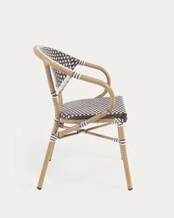 Marilyn Stackable Outdoor Bistro Chair W/ Armrests In Aluminium And Synthetic Rattan In Brown & White | Kave Home 17 Marilyn Stackable Outdoor Bistro Chair W/ Armrests In Aluminium And Synthetic Rattan In Brown & White | Kave Home -Quality Furniture Store AB512J09 1V02
