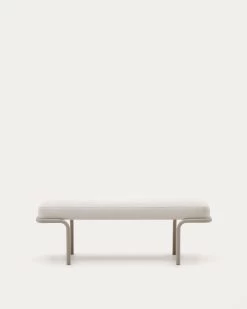 Compo Bench In Beige Chenille And Grey Metal Structure 130 Cm | Kave Home