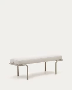 Compo Bench In Beige Chenille And Grey Metal Structure 130 Cm | Kave Home -Quality Furniture Store C00970DR39 1V02