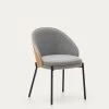 Eamy Light Grey Chair In An Ash Wood Veneer With A Natural Finish And Black Metal | Kave Home 1 Eamy Light Grey Chair In An Ash Wood Veneer With A Natural Finish And Black Metal | Kave Home -Quality Furniture Store C0100003HE12 1V01
