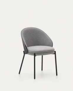 Eamy Light Grey Chair In An Ash Wood Veneer With A Black Finish And Black Metal | Kave Home 14 Eamy Light Grey Chair In An Ash Wood Veneer With A Black Finish And Black Metal | Kave Home -Quality Furniture Store C0100004HE12 1D01
