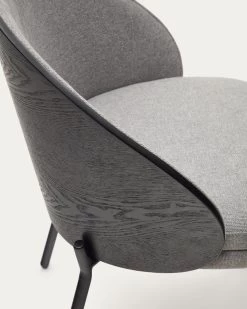 Eamy Light Grey Chair In An Ash Wood Veneer With A Black Finish And Black Metal | Kave Home 16 Eamy Light Grey Chair In An Ash Wood Veneer With A Black Finish And Black Metal | Kave Home -Quality Furniture Store C0100004HE12 1D02