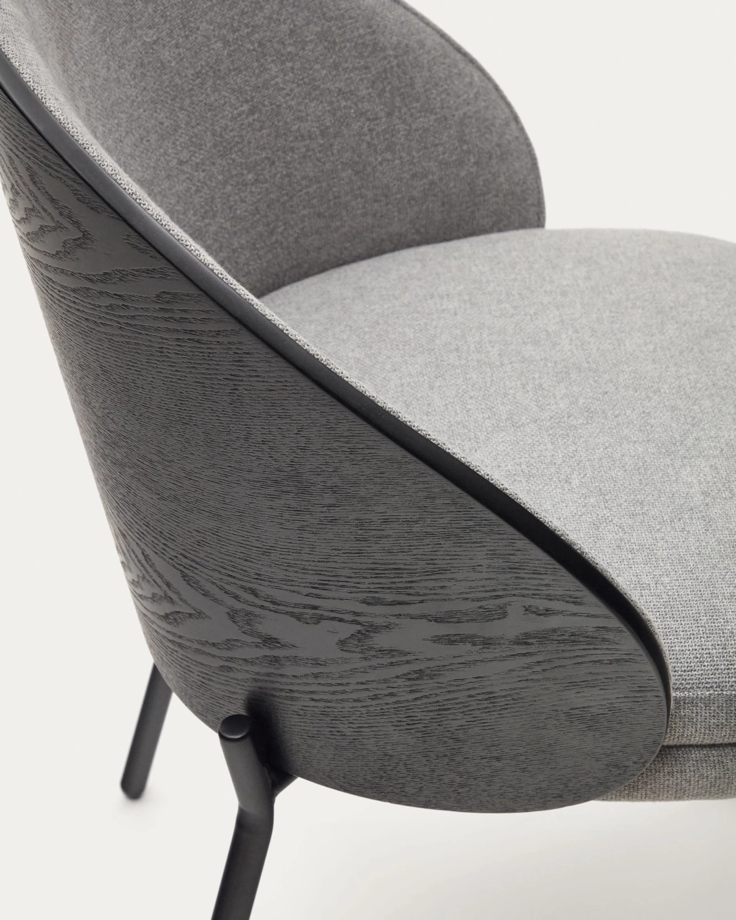 Eamy Light Grey Chair In An Ash Wood Veneer With A Black Finish And Black Metal | Kave Home 7 Eamy Light Grey Chair In An Ash Wood Veneer With A Black Finish And Black Metal | Kave Home - Image 5