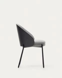 Eamy Light Grey Chair In An Ash Wood Veneer With A Black Finish And Black Metal | Kave Home