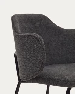 Yunia Chair In Dark Grey With Steel Legs In A Painted Black Finish | Kave Home -Quality Furniture Store C0100009BF15 1D02