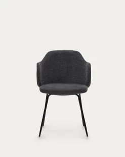 Yunia Chair In Dark Grey With Steel Legs In A Painted Black Finish | Kave Home -Quality Furniture Store C0100009BF15 1V04