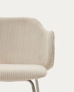 Yunia Chair In Beige Wide Seam Corduroy With Steel Legs In A Powder Coated Beige Finish | Kave Home -Quality Furniture Store C0100009LN12 1D01
