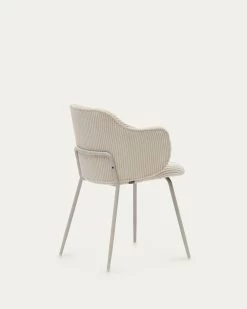 Yunia Chair In Beige Wide Seam Corduroy With Steel Legs In A Powder Coated Beige Finish | Kave Home -Quality Furniture Store C0100009LN12 1V04