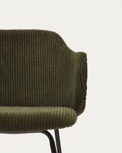 Yunia Chair In Green Wide Seam Corduroy And Steel Legs In A Painted Black Finish | Kave Home -Quality Furniture Store C0100009LN19 1D01