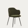 Yunia Chair In Green Wide Seam Corduroy And Steel Legs In A Painted Black Finish | Kave Home