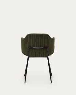 Yunia Chair In Green Wide Seam Corduroy And Steel Legs In A Painted Black Finish | Kave Home -Quality Furniture Store C0100009LN19 1V05