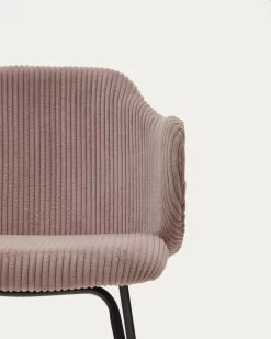 Yunia Chair In Wide Seam Pink Corduroy With Steel Legs In A Painted Black Finish | Kave Home -Quality Furniture Store C0100009LN24 1D01