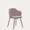 Yunia Chair In Wide Seam Pink Corduroy With Steel Legs In A Painted Black Finish | Kave Home -Quality Furniture Store C0100009LN24 1V01