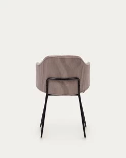 Yunia Chair In Wide Seam Pink Corduroy With Steel Legs In A Painted Black Finish | Kave Home -Quality Furniture Store C0100009LN24 1V05