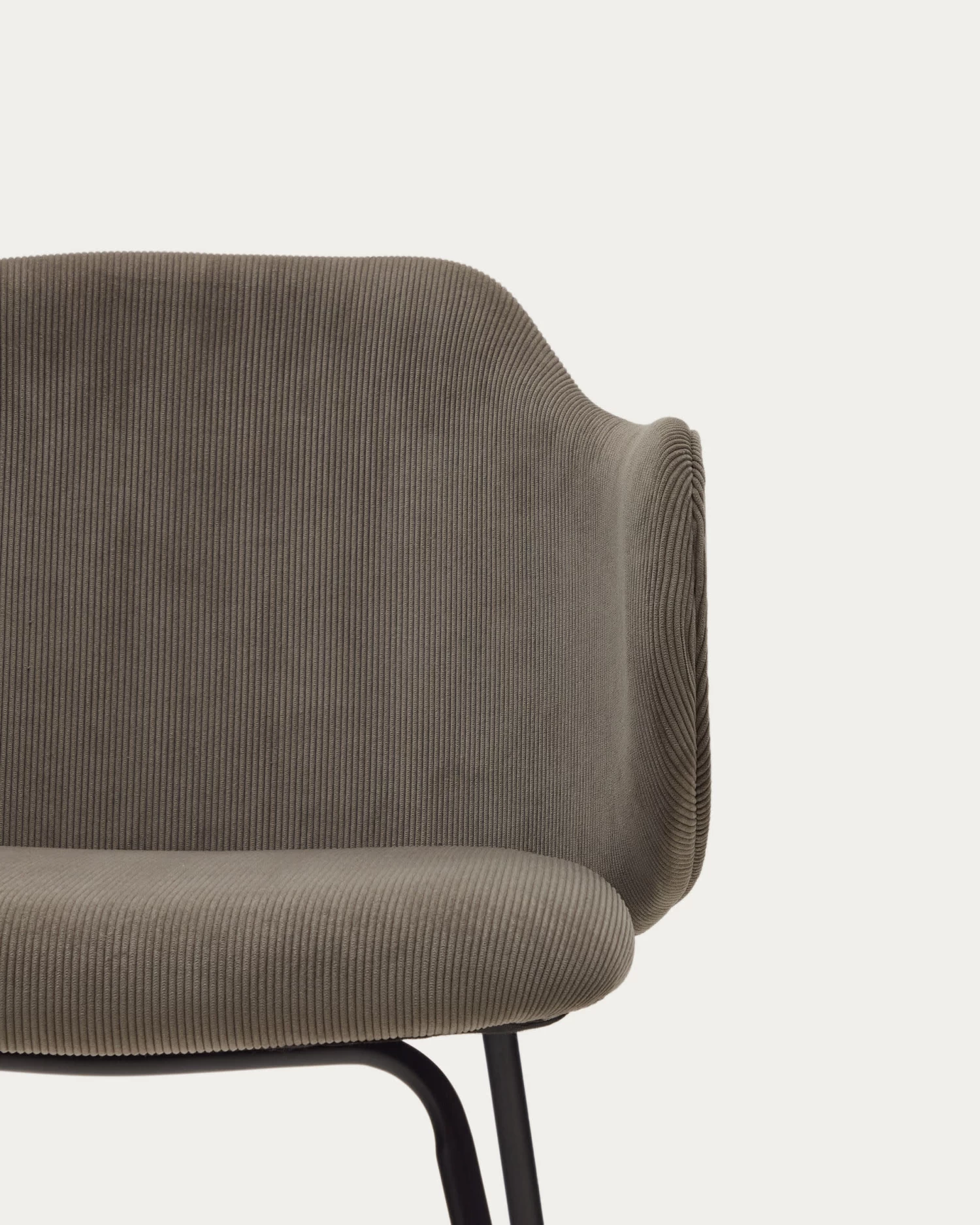 Yunia Chair In Grey Corduroy With Steel Legs In A Painted Black Finish | Kave Home 5 Yunia Chair In Grey Corduroy With Steel Legs In A Painted Black Finish | Kave Home - Image 3