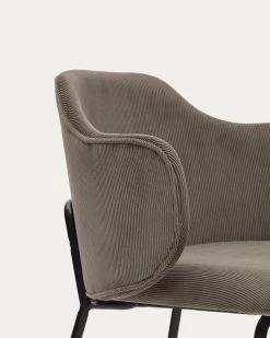 Yunia Chair In Grey Corduroy With Steel Legs In A Painted Black Finish | Kave Home 16 Yunia Chair In Grey Corduroy With Steel Legs In A Painted Black Finish | Kave Home -Quality Furniture Store C0100009PN15 1D02