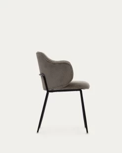 Yunia Chair In Grey Corduroy With Steel Legs In A Painted Black Finish | Kave Home 17 Yunia Chair In Grey Corduroy With Steel Legs In A Painted Black Finish | Kave Home -Quality Furniture Store C0100009PN15 1V02