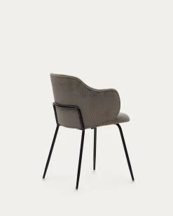 Yunia Chair In Grey Corduroy With Steel Legs In A Painted Black Finish | Kave Home 19 Yunia Chair In Grey Corduroy With Steel Legs In A Painted Black Finish | Kave Home -Quality Furniture Store C0100009PN15 1V03