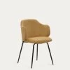 Yunia Chair In Mustard Corduroy With Steel Legs In A Painted Black Finish | Kave Home