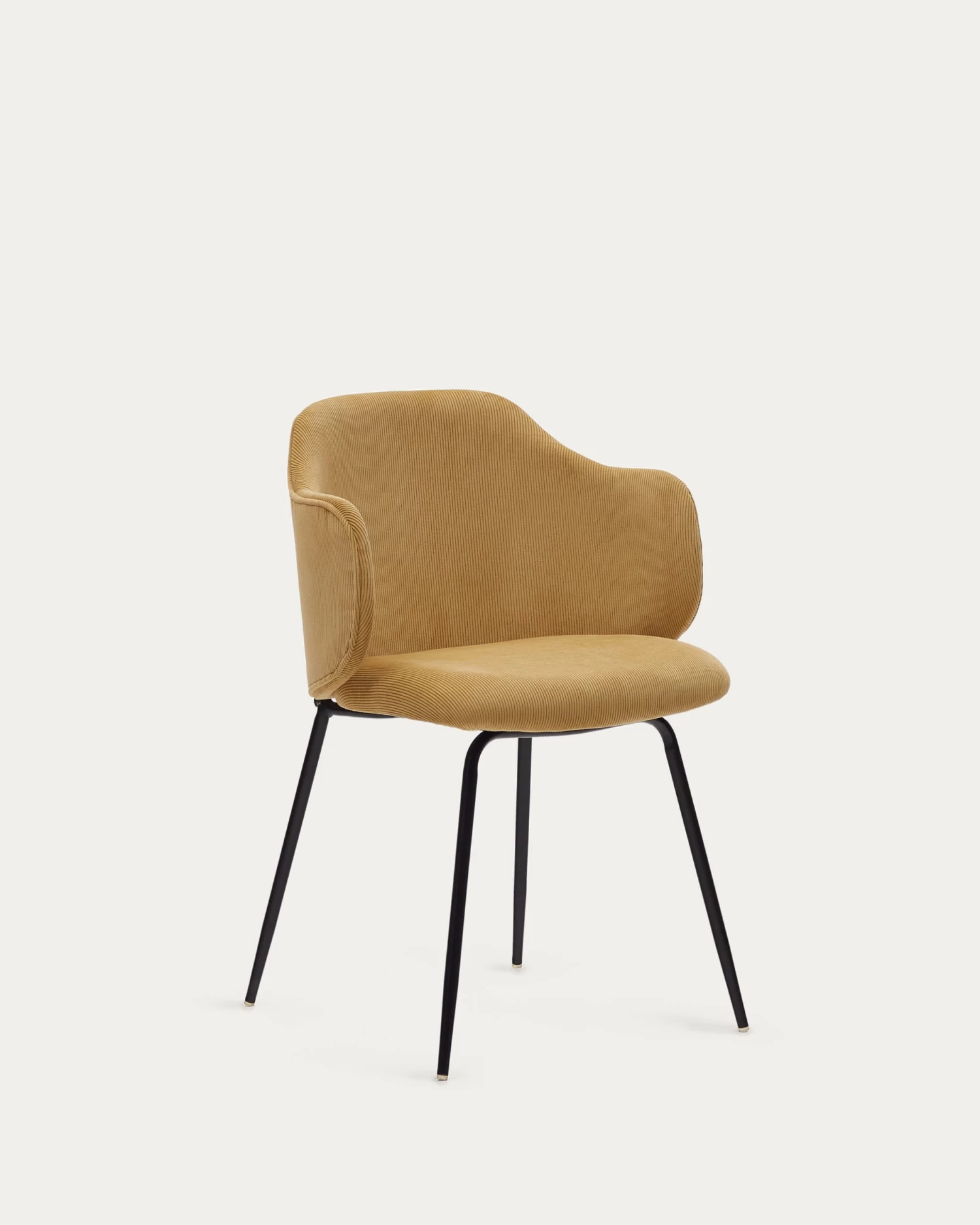 Yunia Chair In Mustard Corduroy With Steel Legs In A Painted Black Finish | Kave Home 3 Yunia Chair In Mustard Corduroy With Steel Legs In A Painted Black Finish | Kave Home