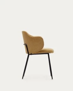 Yunia Chair In Mustard Corduroy With Steel Legs In A Painted Black Finish | Kave Home 16 Yunia Chair In Mustard Corduroy With Steel Legs In A Painted Black Finish | Kave Home -Quality Furniture Store C0100009PN81 1V02