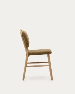 Helda Chair In Green Chenille And Solid Oak Wood | Kave Home -Quality Furniture Store C0100010MY06 1V02