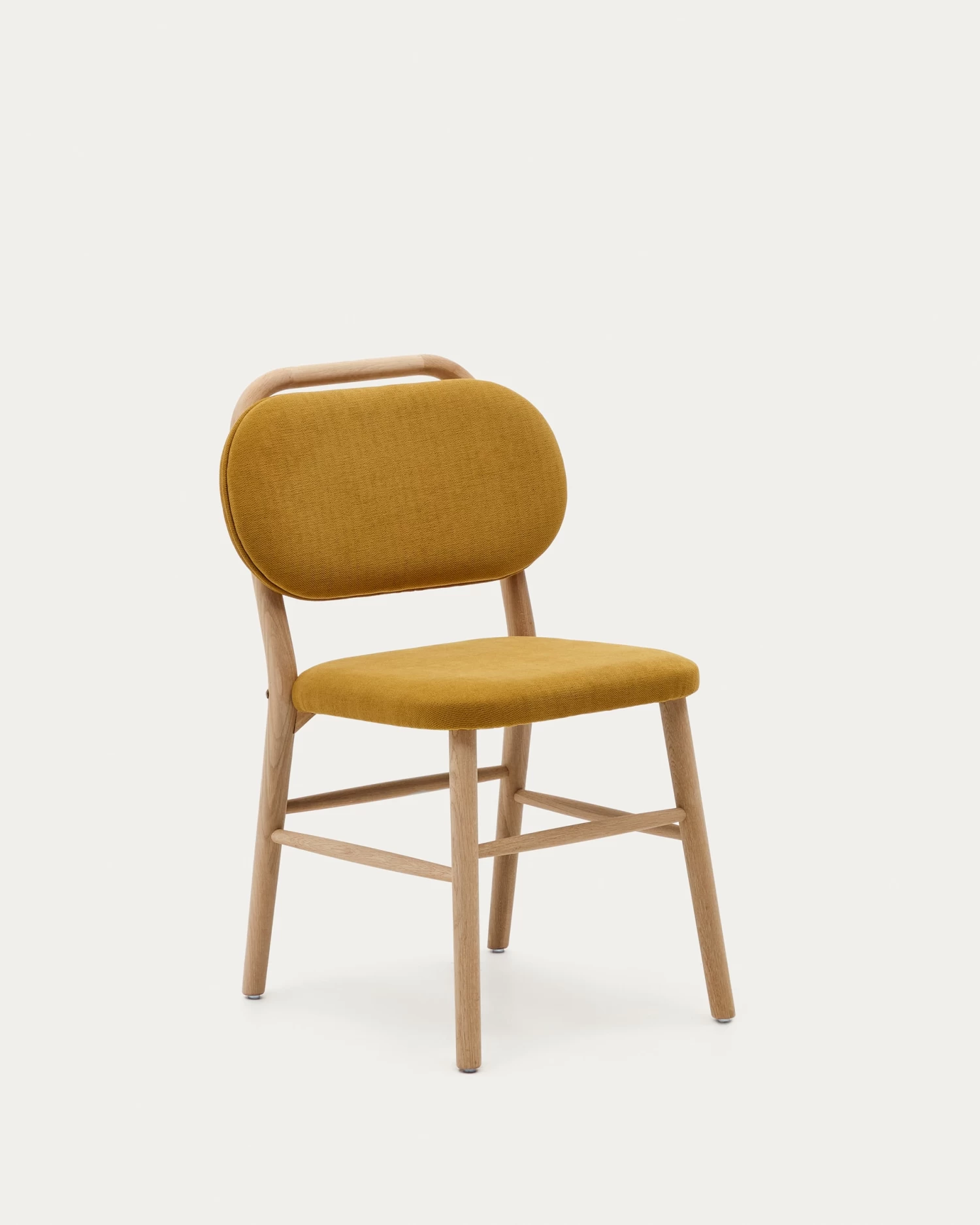 Helda Chair In Mustard Chenille And Solid Oak Wood | Kave Home 3 Helda Chair In Mustard Chenille And Solid Oak Wood | Kave Home