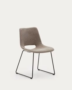 Zahara Chair In Brown With Steel Legs In A Black Finish | Kave Home