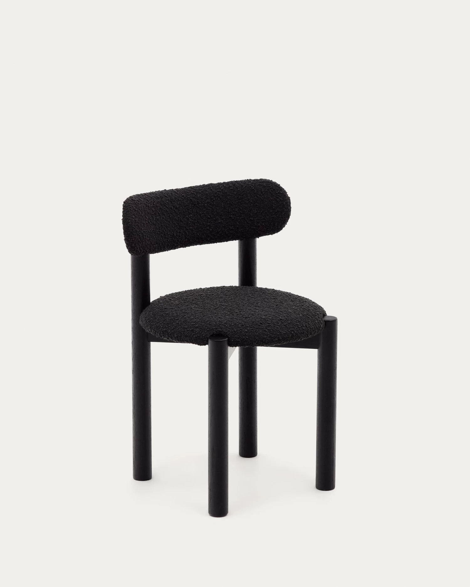 Nebai Chair In Black Fleece And Solid Oak Wood Structure With Black Finish | Kave Home 3 Nebai Chair In Black Fleece And Solid Oak Wood Structure With Black Finish | Kave Home