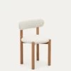 Nebai Chair In White Fleece And Solid Oak Wood Structure With Natural Finish | Kave Home
