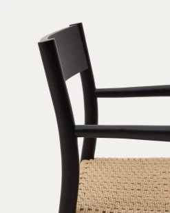Yalia Chair In Solid Oak 100% FSC With Black Finish And Rope Seat | Kave Home 15 Yalia Chair In Solid Oak 100% FSC With Black Finish And Rope Seat | Kave Home -Quality Furniture Store C0100124CP46 1D03