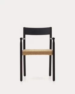 Yalia Chair In Solid Oak 100% FSC With Black Finish And Rope Seat | Kave Home 18 Yalia Chair In Solid Oak 100% FSC With Black Finish And Rope Seat | Kave Home -Quality Furniture Store C0100124CP46 1V04