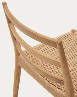 Analy Chair In Solid Oak FSC 100% With Natural Finish And Rope Seat | Kave Home -Quality Furniture Store C0100125CP46 1D03
