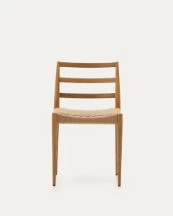 Analy Chair In Solid Oak FSC 100% With Natural Finish And Rope Seat | Kave Home -Quality Furniture Store C0100125CP46 1V04