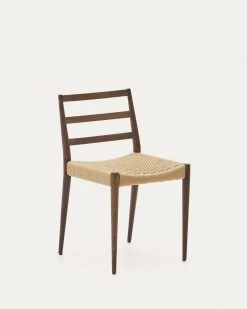 Analy Chair In Solid Oak 100% FSC With Walnut Finish And Rope Seat | Kave Home