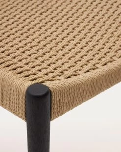 Analy Chair In Solid Oak 100% FSC With Black Finish And Rope Seat | Kave Home -Quality Furniture Store C0100127CP46 1D02