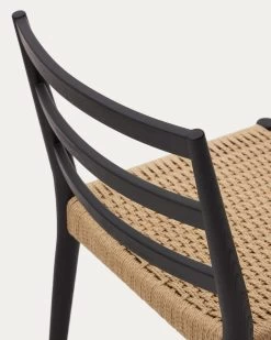 Analy Chair In Solid Oak 100% FSC With Black Finish And Rope Seat | Kave Home -Quality Furniture Store C0100127CP46 1D03