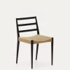Analy Chair In Solid Oak 100% FSC With Black Finish And Rope Seat | Kave Home -Quality Furniture Store C0100127CP46 1V01