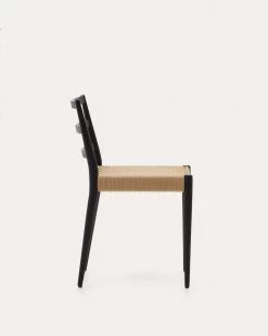Analy Chair In Solid Oak 100% FSC With Black Finish And Rope Seat | Kave Home -Quality Furniture Store C0100127CP46 1V02