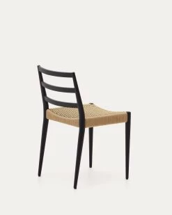 Analy Chair In Solid Oak 100% FSC With Black Finish And Rope Seat | Kave Home -Quality Furniture Store C0100127CP46 1V03