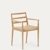 Analy Chair With Armrests In Solid Oak Wood In A 100% FSC Natural Finish And Rope Cord Seat | Kave Home -Quality Furniture Store C0100175CP46 1V01