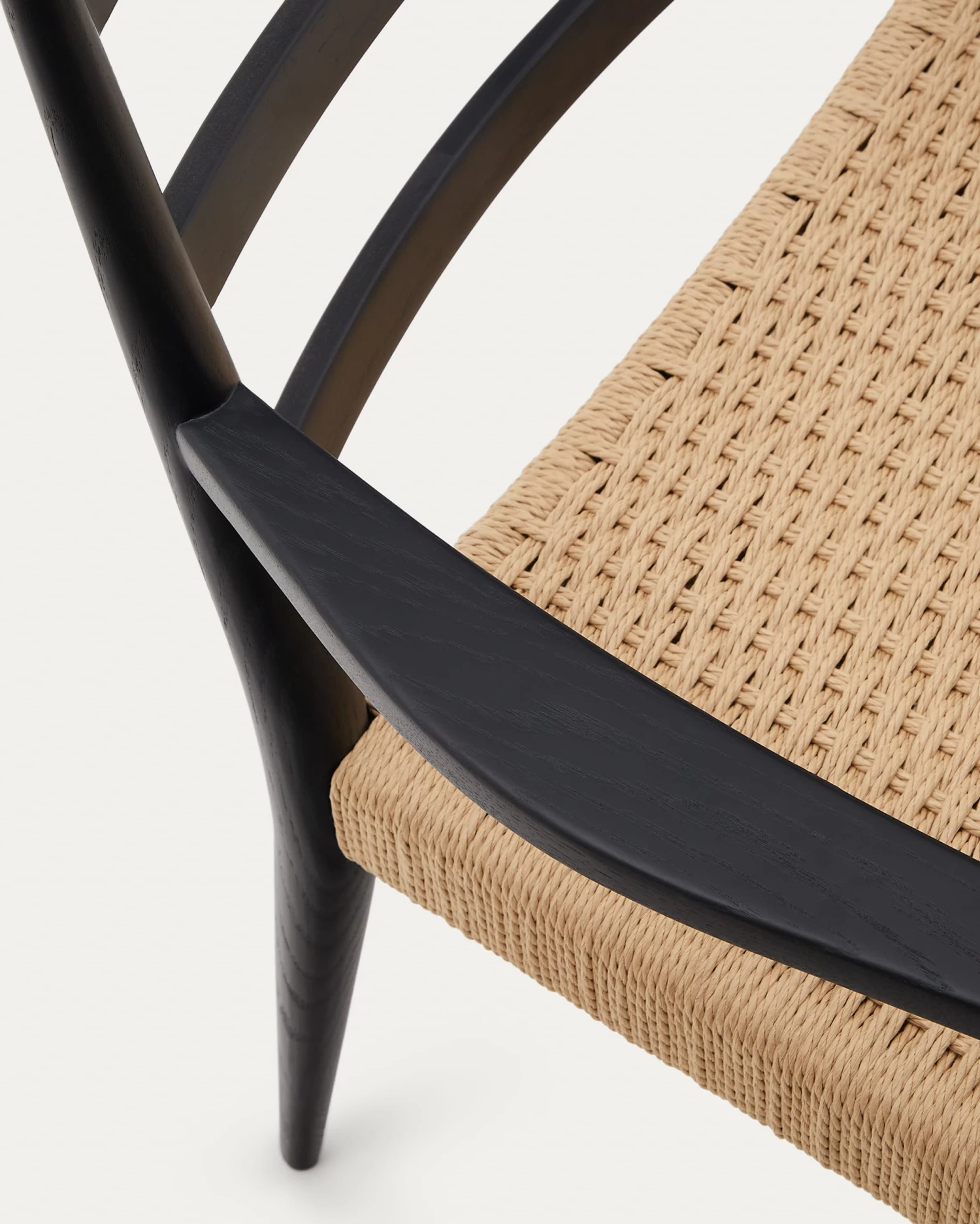 Analy Chair With Armrests In Solid Oak Wood In A 100% FSC Black Finish And Rope Cord Seat | Kave Home 5 Analy Chair With Armrests In Solid Oak Wood In A 100% FSC Black Finish And Rope Cord Seat | Kave Home - Image 3