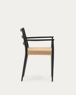 Analy Chair With Armrests In Solid Oak Wood In A 100% FSC Black Finish And Rope Cord Seat | Kave Home 16 Analy Chair With Armrests In Solid Oak Wood In A 100% FSC Black Finish And Rope Cord Seat | Kave Home -Quality Furniture Store C0100177CP46 1V03