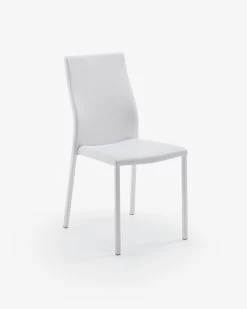 Abelle Faux Leather Chair In White Steel | Kave Home