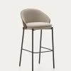 Eamy Light Brown Stool In An Ash Wood Veneer With A Wenge Finish And Black Metal 77 Cm | Kave Home -Quality Furniture Store C0600001HE033 1V01
