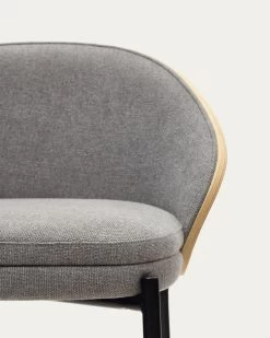 Eamy Light Grey Stool In An Ash Wood Veneer With A Natural Finish And Black Metal 75 Cm | Kave Home 17 Eamy Light Grey Stool In An Ash Wood Veneer With A Natural Finish And Black Metal 75 Cm | Kave Home -Quality Furniture Store C0600001HE12 1D03