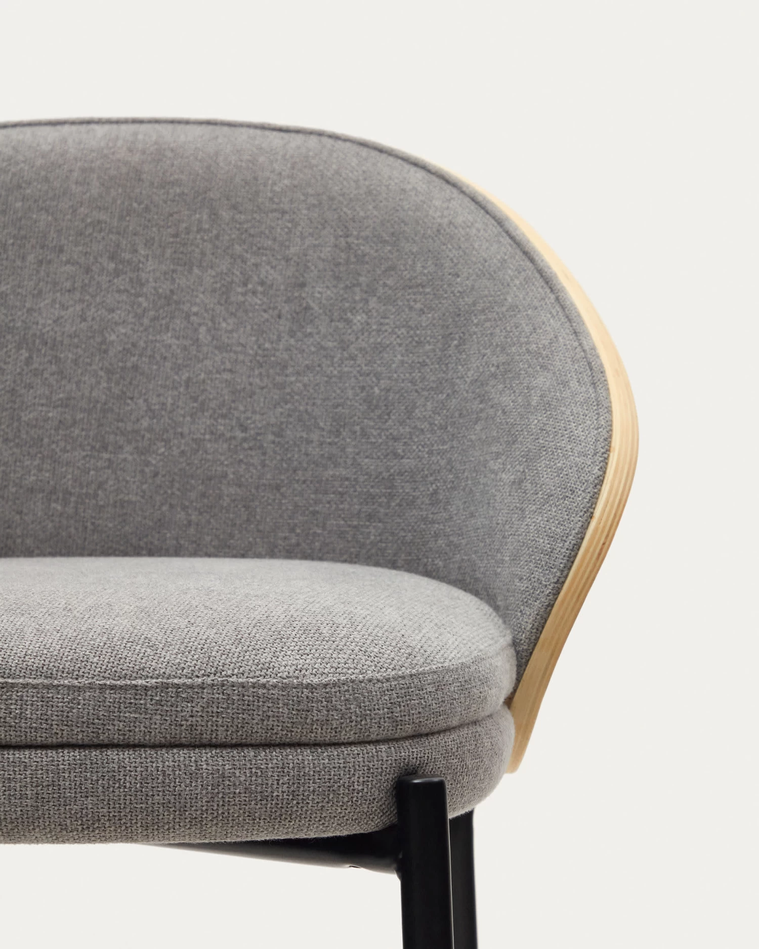 Eamy Light Grey Stool In An Ash Wood Veneer With A Natural Finish And Black Metal 75 Cm | Kave Home 8 Eamy Light Grey Stool In An Ash Wood Veneer With A Natural Finish And Black Metal 75 Cm | Kave Home - Image 6