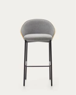 Eamy Light Grey Stool In An Ash Wood Veneer With A Natural Finish And Black Metal 75 Cm | Kave Home 19 Eamy Light Grey Stool In An Ash Wood Veneer With A Natural Finish And Black Metal 75 Cm | Kave Home -Quality Furniture Store C0600001HE12 1V04