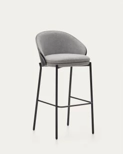 Eamy Light Grey Stool In An Ash Wood Veneer With A Black Finish And Black Metal 75 Cm | Kave Home 14 Eamy Light Grey Stool In An Ash Wood Veneer With A Black Finish And Black Metal 75 Cm | Kave Home -Quality Furniture Store C0600002HE12 1D01